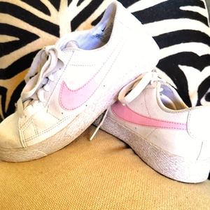 Nike sneakers, leather, white & cotton candy pink